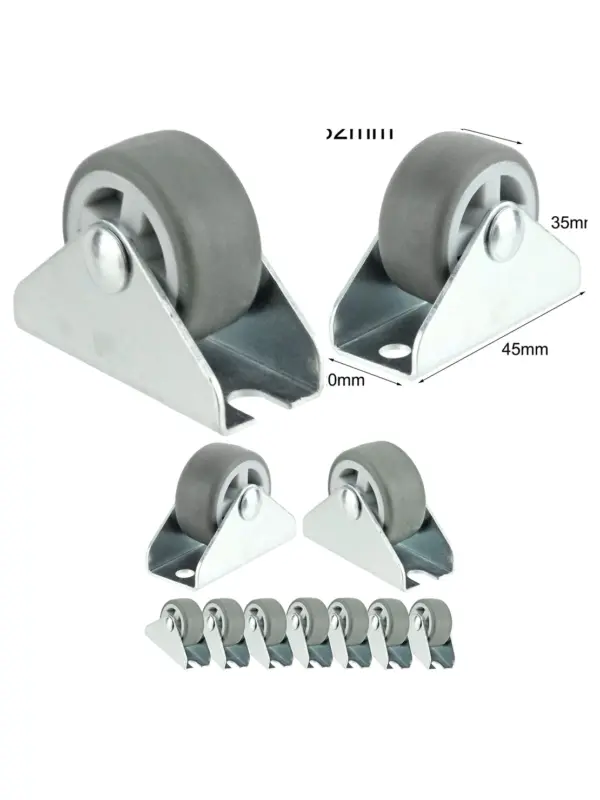 32mm Low-Profile Mini Caster Wheels – Fixed 1" Set of 16 for Cases
