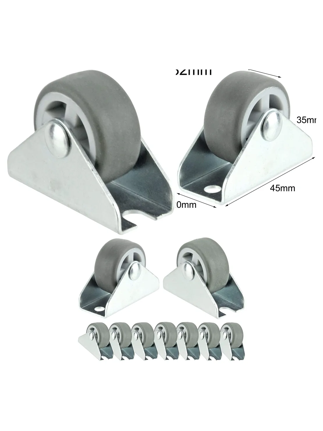 32mm Low-Profile Mini Caster Wheels – Fixed 1" Set of 16 for Cases