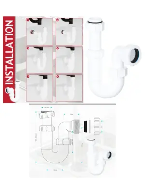 32mm Telescopic Swivel P-Trap Kit for Sink Waste Pipe 1.25in Plumbing