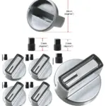 38mm Chrome Silver Oven Hob Control Knob with 6mm D-Fit Adaptor