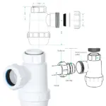 38mm Shallow Waste Bottle Trap for Bathroom, Kitchen & Bidet