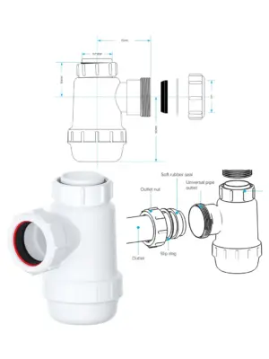38mm Waste Bottle Trap for Bathroom & Kitchen Sinks – Bidet Seal
