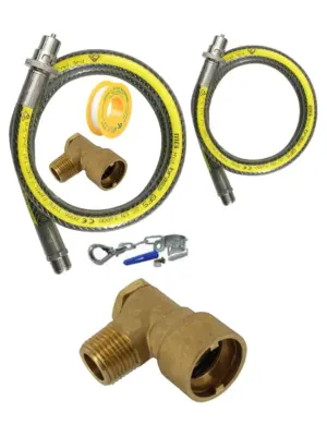 3ft 1/2" Oven Gas Hose Kit – PTFE Tape & Angled Connector