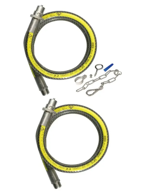 3ft 1/2" Oven Gas Hose with Safety Chain, Straight Bayonet CE