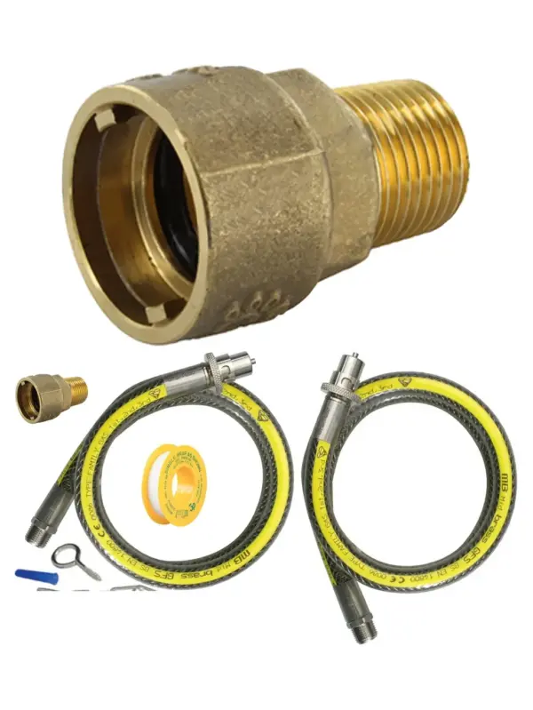 3ft ½in Oven Hose Kit with PTFE Tape, Safety Chain & Bayonet Connector
