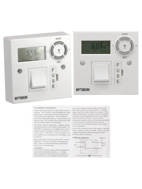 3kW Immersion Heater with 7‑Day Timer, Fused Switch & LED Display
