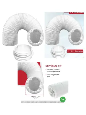 3m AC Vent Hose Kit - 5/5.9" Duct Extension with Threaded Coupler