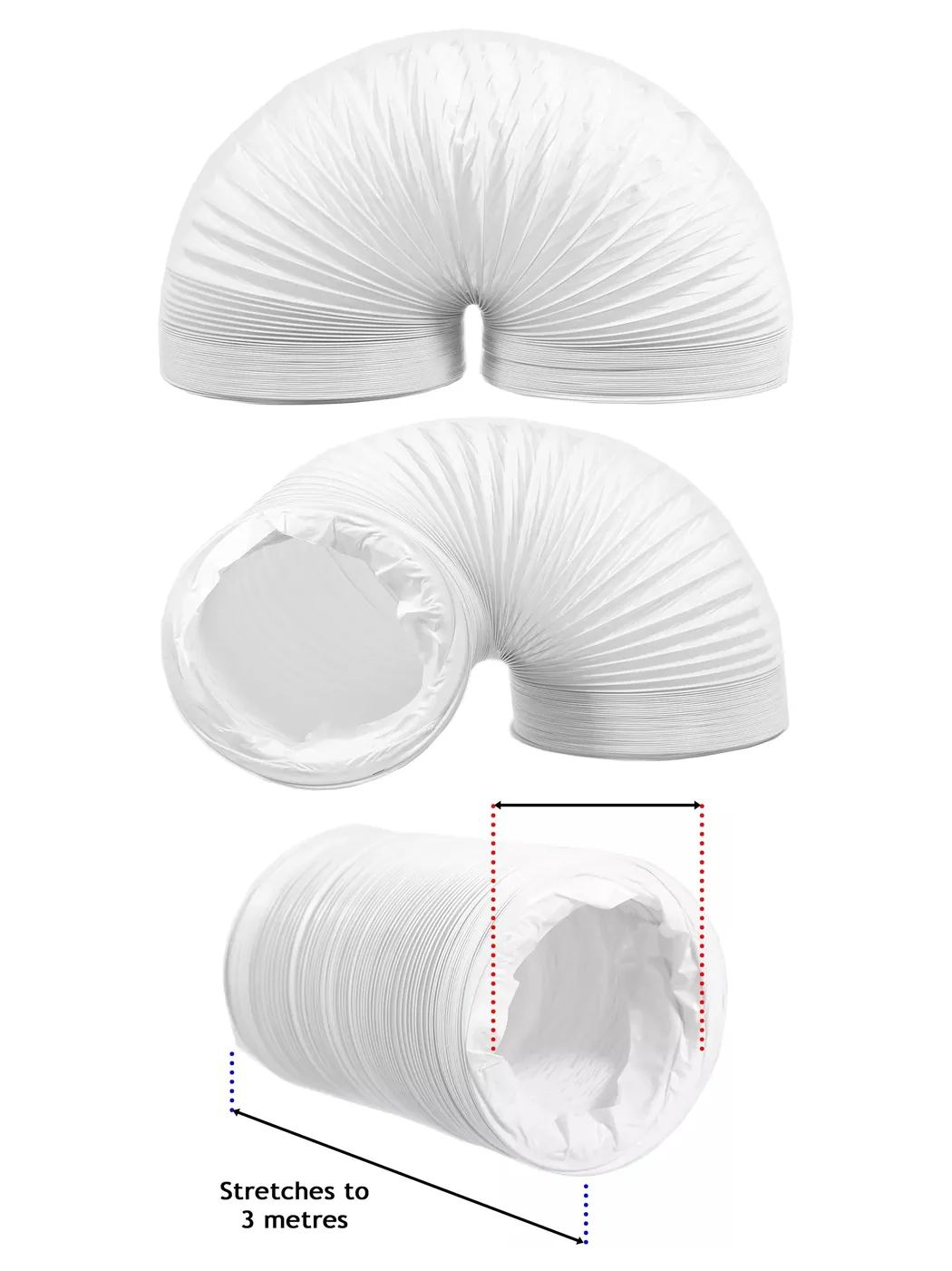 3m Flexible PVC Air Duct Hose – 152mm Diameter Universal Vent Pipe
