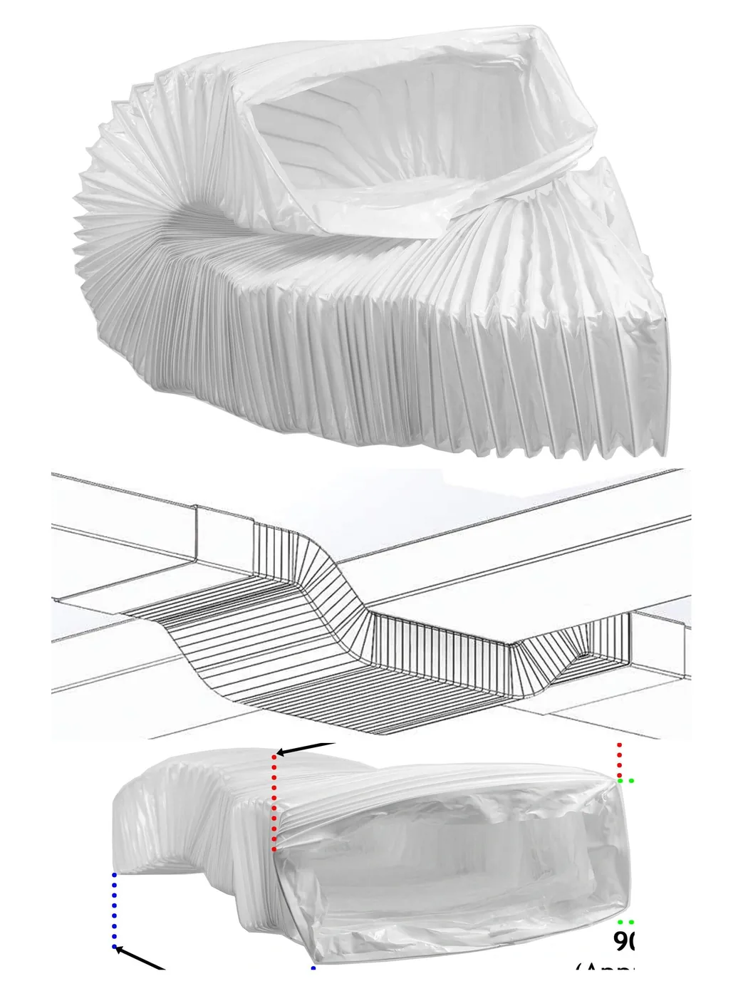 3m Flexible PVC Duct Hose – 220×90mm Rectangular HVAC Vent