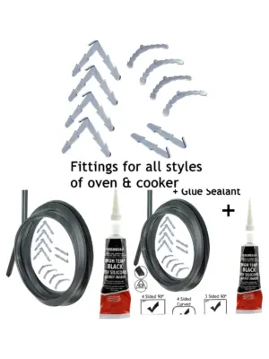 3m Oven Door Seal with Silicone Glue – Rounded & 90° Clips