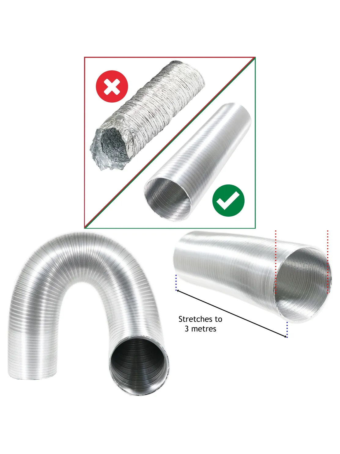 3m Semi‑Rigid Aluminum Exhaust Hose – 127mm (5") Flexible Duct