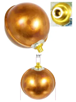 4.5" Copper Ball Float for Toilet Cistern – 5/16 BSW Brass Ballcock