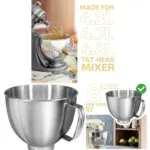 4.8L Stainless Steel KitchenAid Mixer Bowl – Tilt‑Head