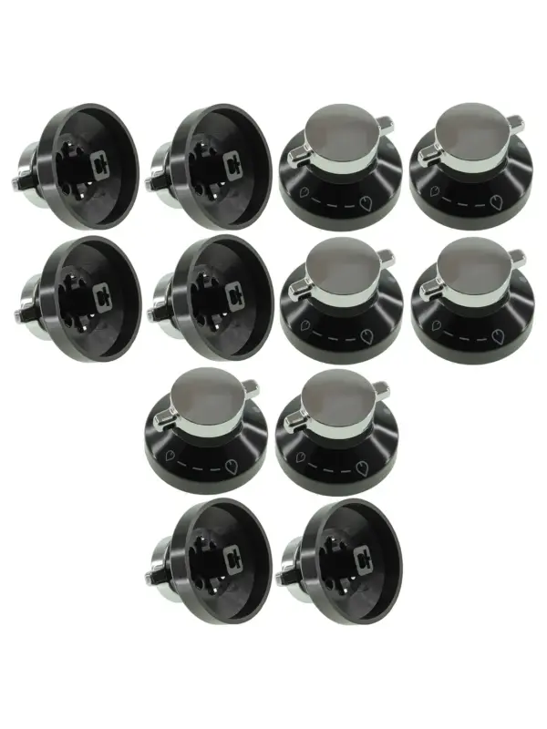 4 Black‑Silver Replacement Knobs for Glen Dimplex Gas Oven & Grill