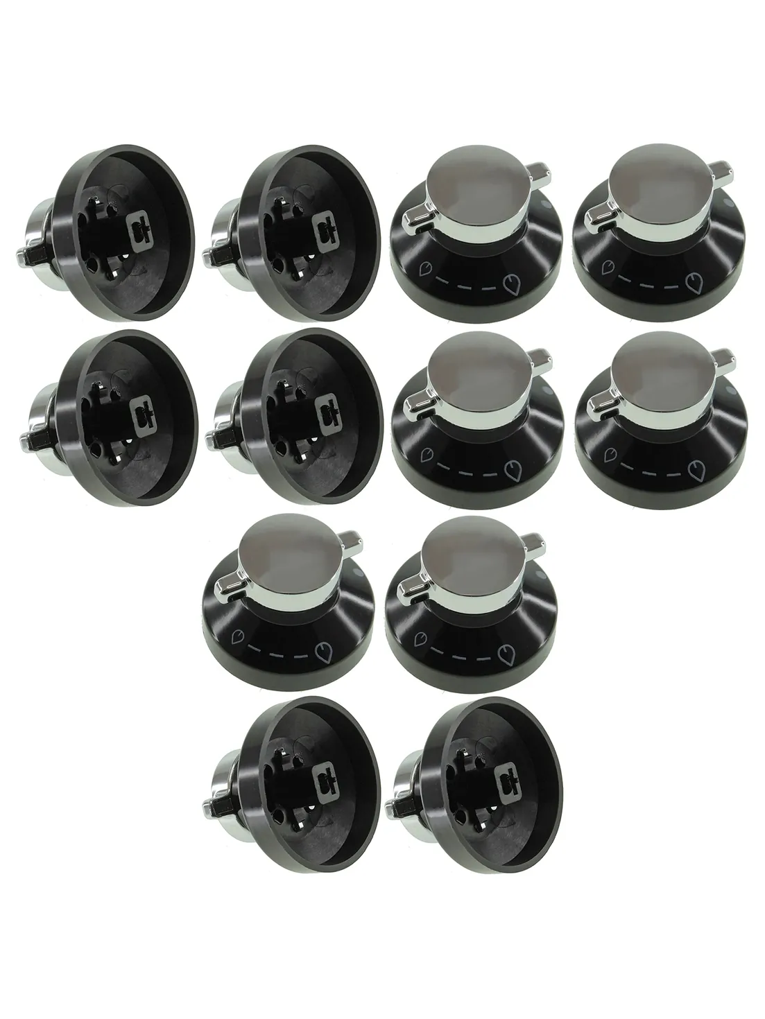 4 Black‑Silver Replacement Knobs for Glen Dimplex Gas Oven & Grill