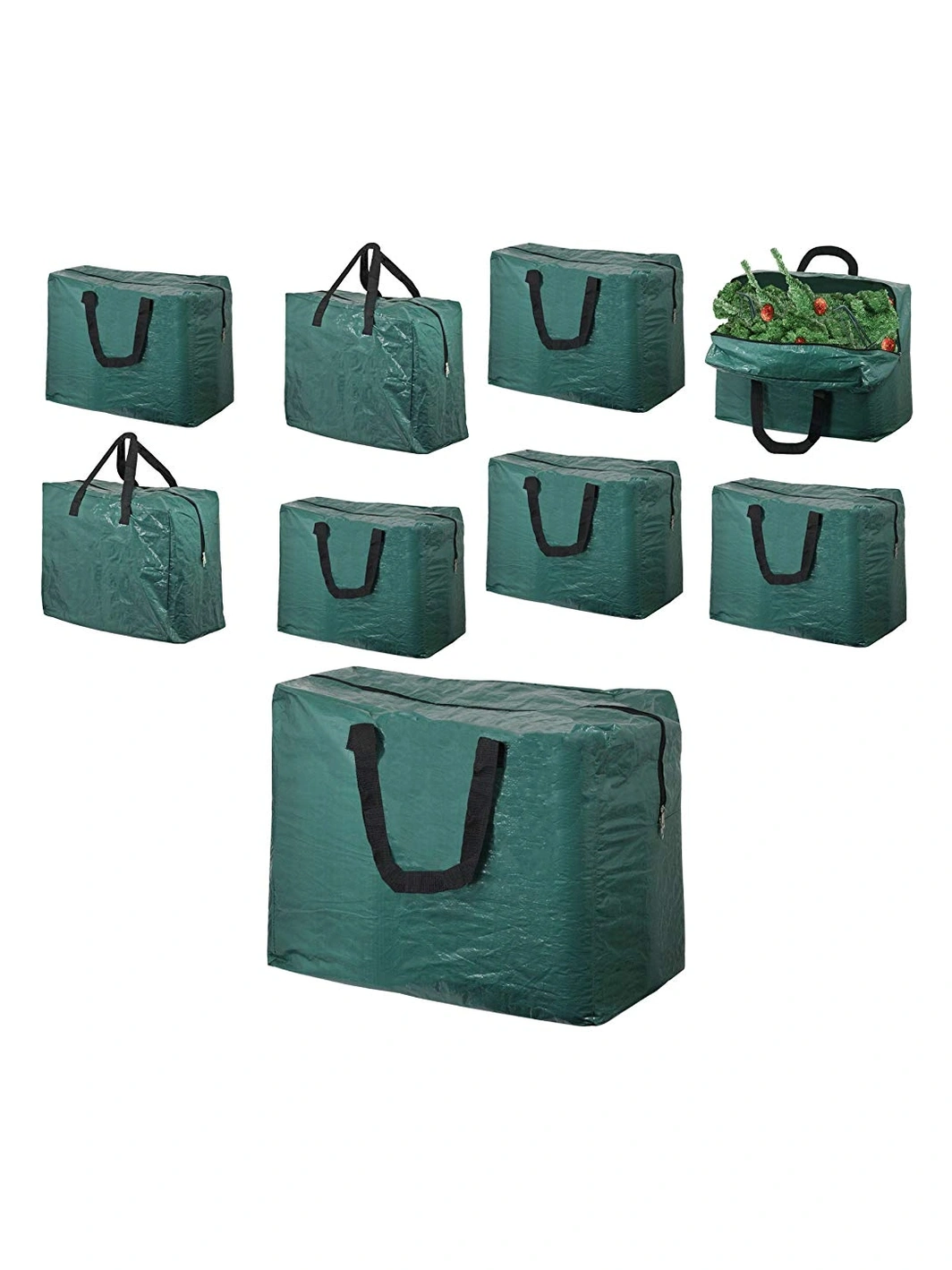 4 Green 75L Christmas Tree Storage Bags – Holiday Decoration Organizer