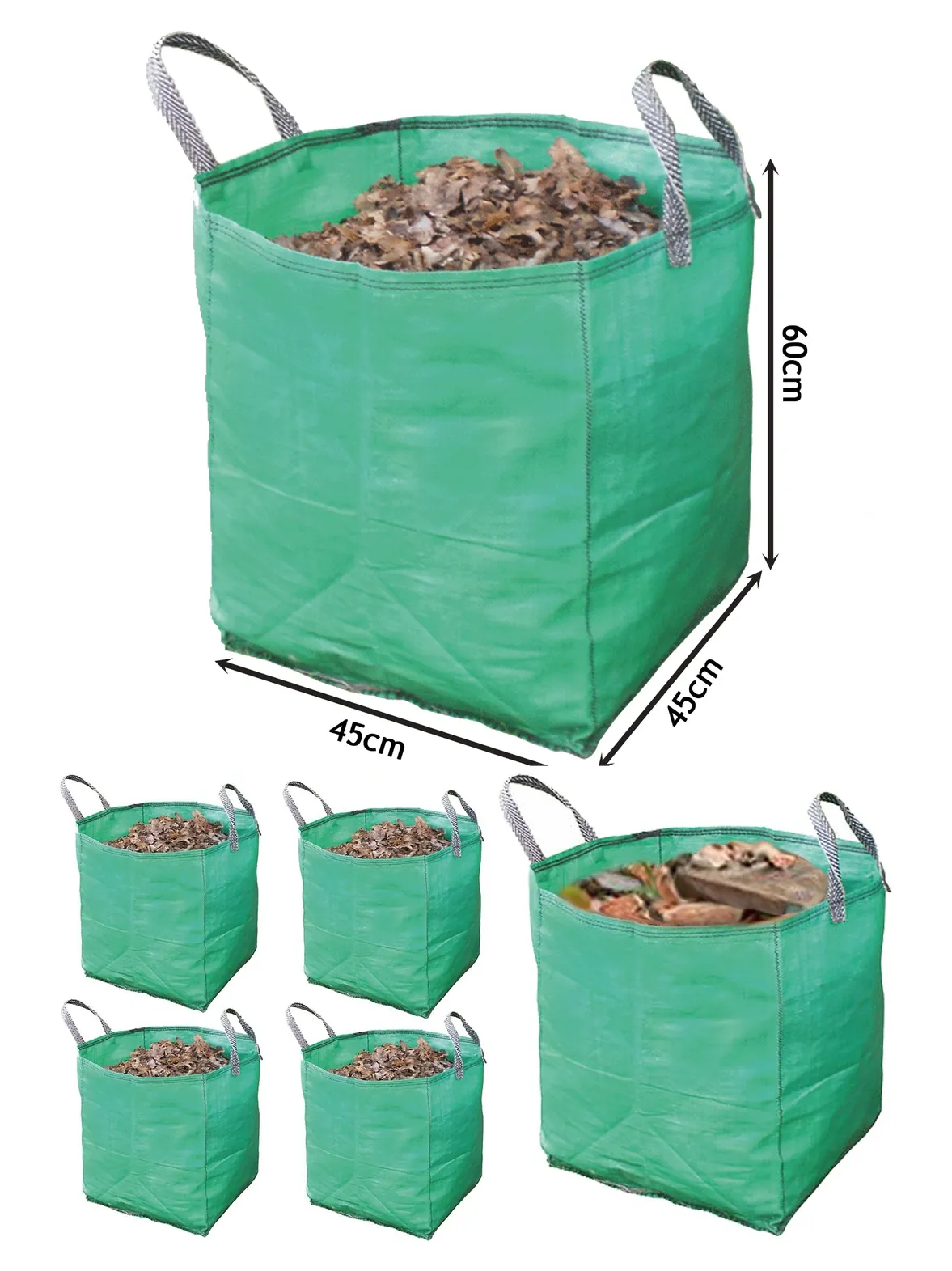 4 Heavy-Duty Large Garden Waste Bags – Tear-Resistant Woven Plastic