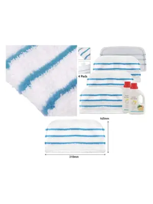 4 Microfiber Pads + 2×500ml Detergent for Black & Decker Steam Mop