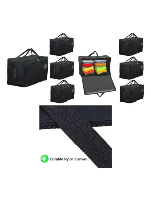 4‑Pack 100L Black Canvas Wardrobe Organizer Bags for Clothes & Shoes