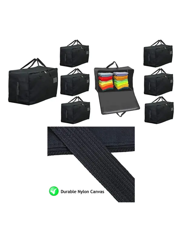 4‑Pack 100L Black Canvas Wardrobe Organizer Bags for Clothes & Shoes