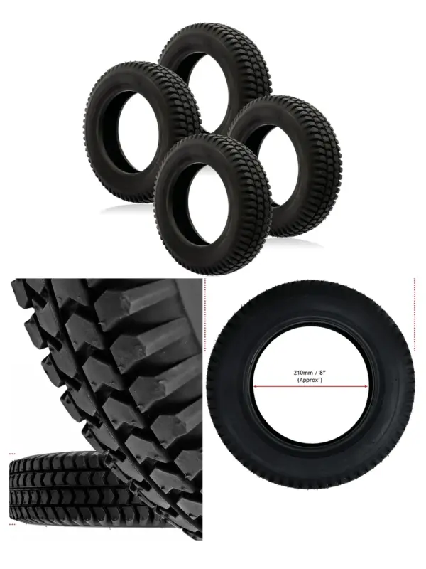 4-Pack 3.00x8 Pneumatic Block‑Tread Tires for 8‑inch Mobility Scooters