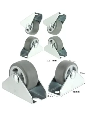 4 Pack 32mm Low Profile Mini Caster Wheels for Furniture & Cases