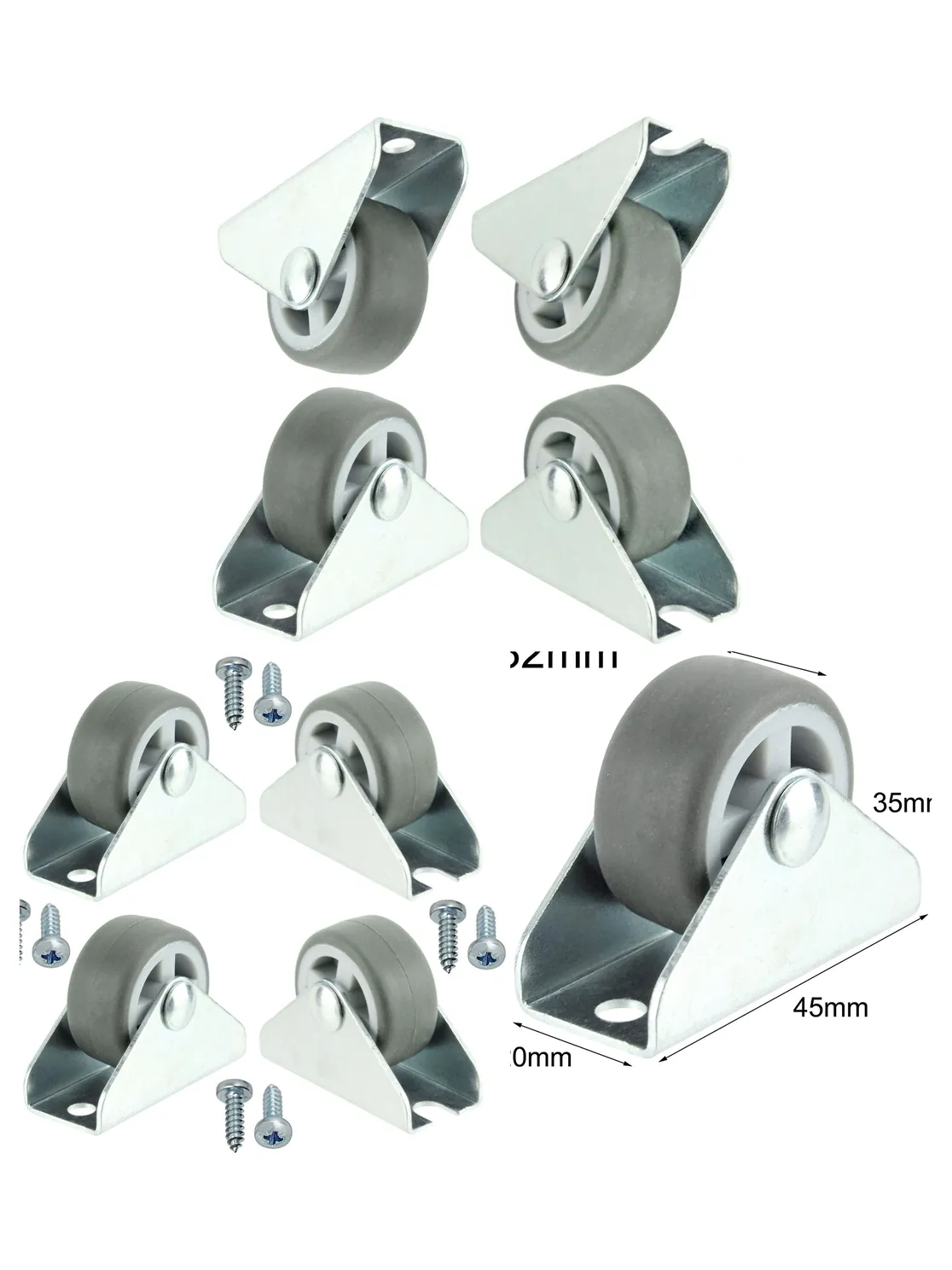 4 Pack 32mm Mini Caster Wheels with Screws for Bed, Drawer & Cabinet