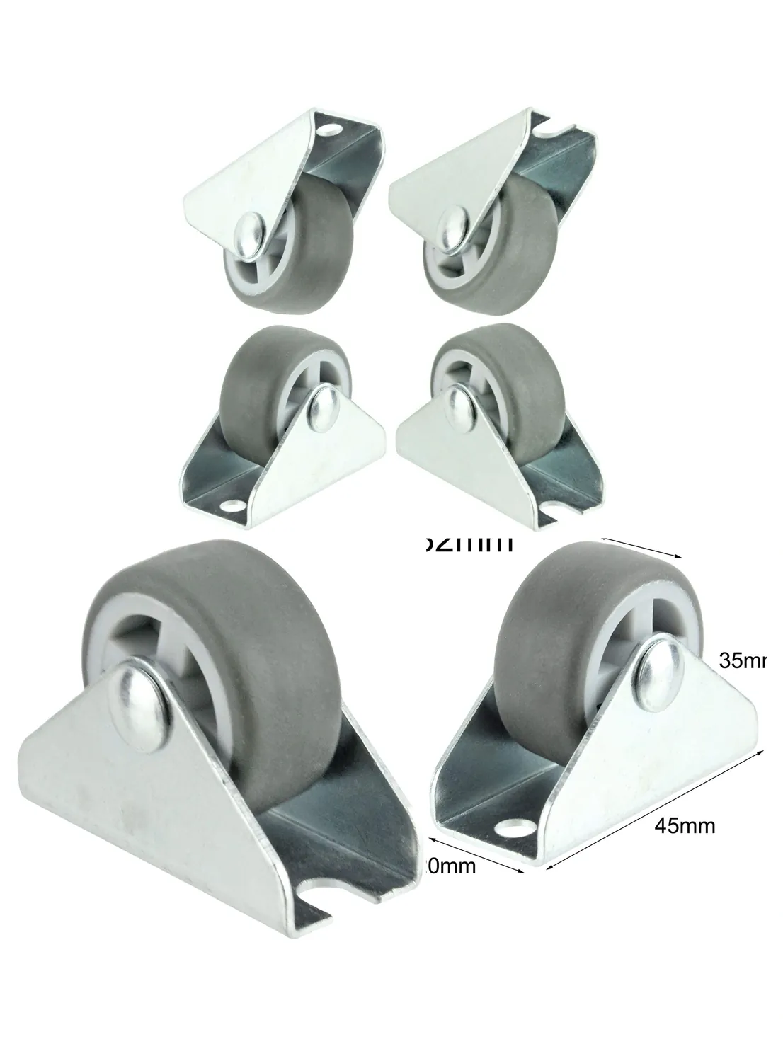 4-Pack 32mm Rubber Caster Wheels - Fixed-Axle Mini Trolley Wheels