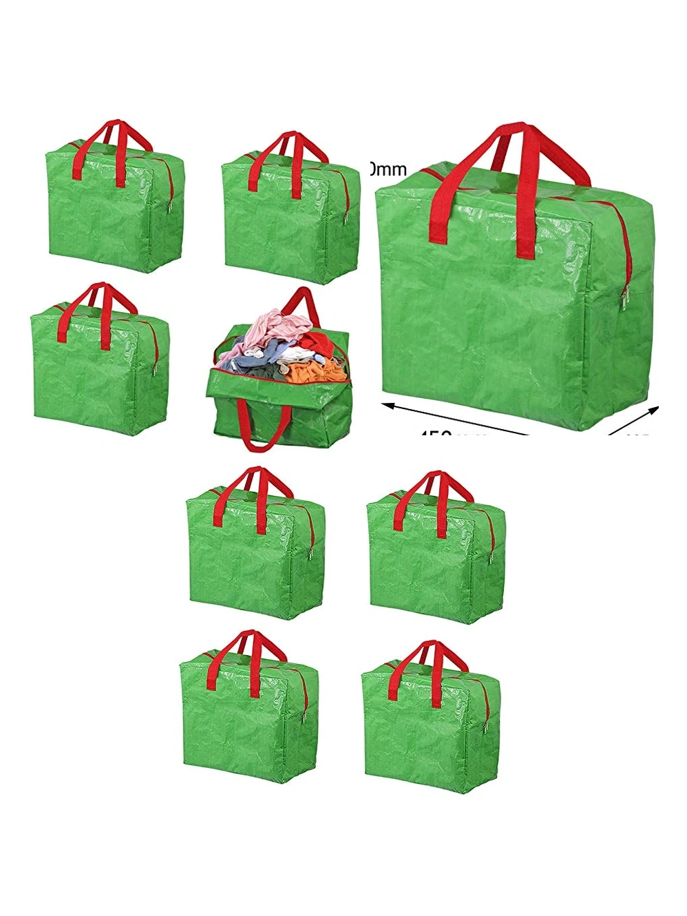 4-Pack 50L Green Laundry Storage Bags - Washable Organizer for Clothes