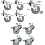 4-Pack 50mm M10 Swivel Casters – Brake, Non-Marking, Bolts Included