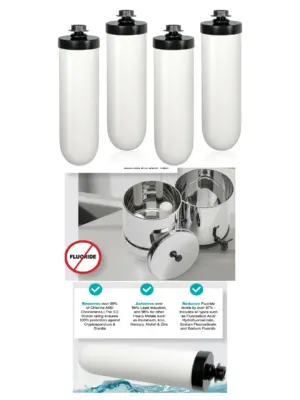 4-Pack 7in Ceramic Gravity Filter Candle – Berkey Compatible