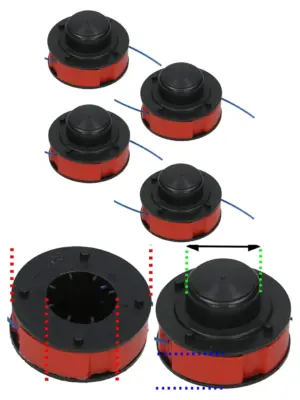 4-Pack 8m Line and Spool for Mac Allister MGT300 Grass Trimmer