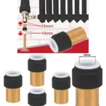 4‑Pack Black Push‑Fit Radiator Valve 15mm×10mm Straight Reducing Stem