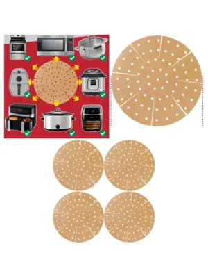 4 Pack Brown Non‑Stick Perforated Drawer Liners for Air Fryer & Cooker