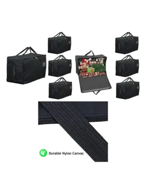 4-Pack Extra-Large Black Canvas Christmas Tree Storage Bag - 100L