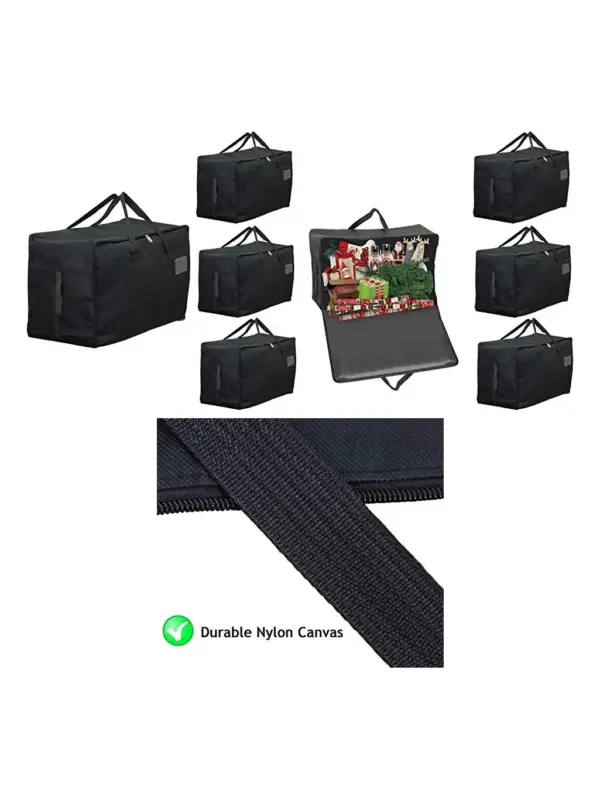 4-Pack Extra-Large Black Canvas Christmas Tree Storage Bag - 100L