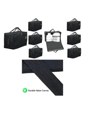 4 Pack Extra Large Black Canvas Laundry Bag 100L Wash and Storage