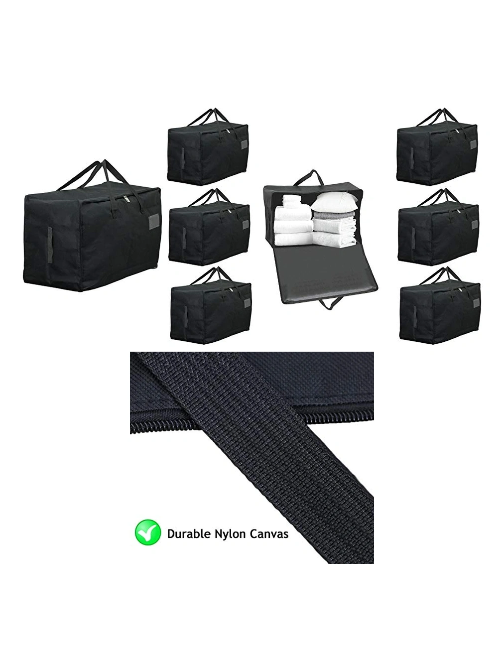 4 Pack Extra Large Black Canvas Laundry Bag 100L Wash and Storage