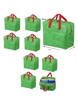 4-Pack Green 50L Closet Storage Bags for Clothes & Shoes