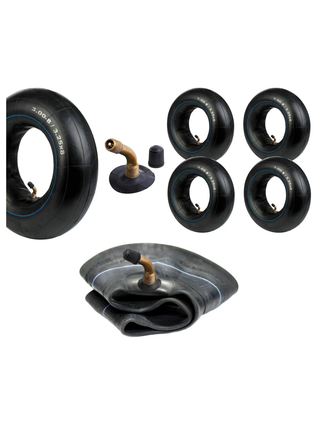 4 Pack Inner Tubes 3.00x8 & 3.25x8 for Wheel Barrow, Trailer, Scooter