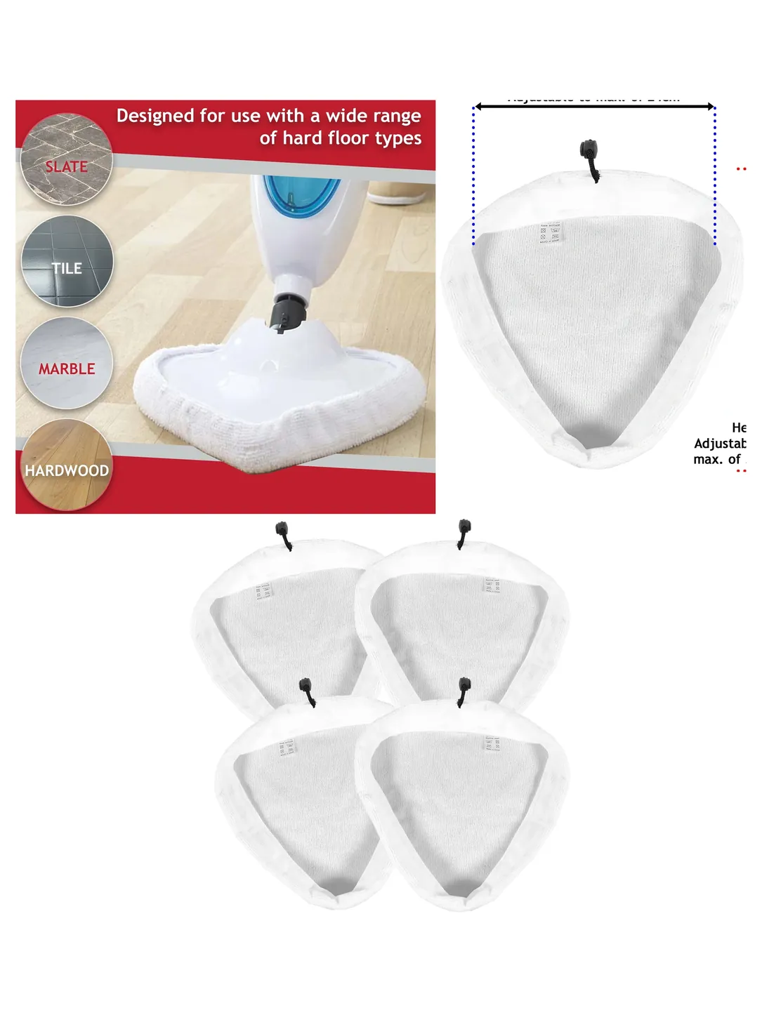4 Pack Microfiber Cleaning Pads for Vax VRS16/Centrix Home Steam Mop
