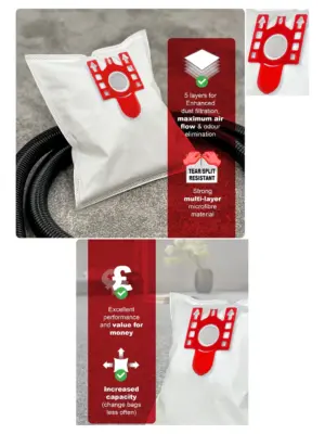 4-Pack Miele FJM Air Filter Bags for C1 C2 C3, S4210 & S6210