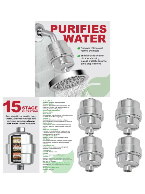 4-Pack Universal Chrome Shower Head Filter – Hard Water Softener