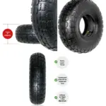 4" Wheelbarrow Tire & Inner Tube Replacement - 30 PSI, 4-inch Cart Wheel