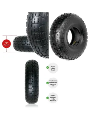 4" Wheelbarrow Tire & Inner Tube Replacement - 30 PSI, 4-inch Cart Wheel