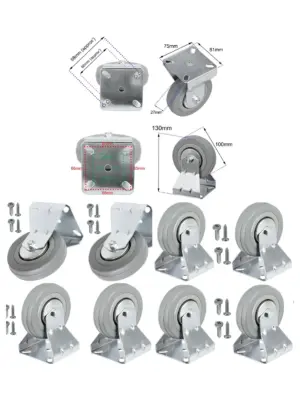 4 x 100mm Fixed Plate Caster Wheels for Bed & Sofa – Screws Included