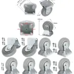4 x 100mm Fixed Plate Caster Wheels for Fridge Freezer with Screws