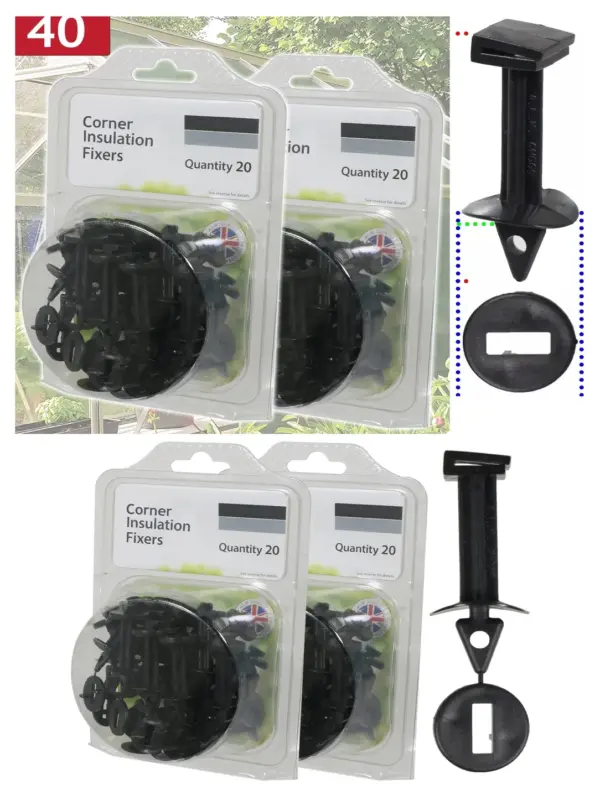 40-Pack PVC Corner Clips for Greenhouse Insulation & Bubble Wrap
