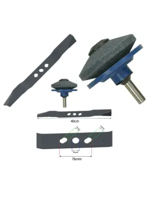 40cm Metal Blade for B&Q FPLMP99 2015 Lawn Mower + Drill Sharpener