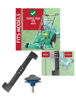40cm Metal Blade for Qualcast 400/4000 Lawn Mower + Sharpener